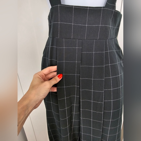 NWOT Rare Unique Vintage Windowpane Emerald Rochelle Plaid Suspender Pants - Picture 7 of 10